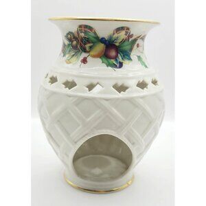 Lenox Holiday Tartan Fragrance Warmer Porcelain China With Gold Trim 5.5" Tall